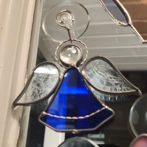 Blue Stained Glass Angel Ornament